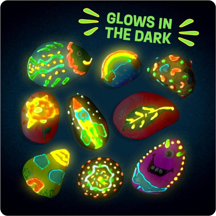 Kids Rock Painting Kit - Glow in The Dark - Arts & Crafts Easter Gifts for Boys and Girls Ages 4-12 - Craft Activities Kits - Creative Art Toys for 4, 5, 6, 7, 8, 9, 10, 11 & 12 Year Old Kids - Image 3