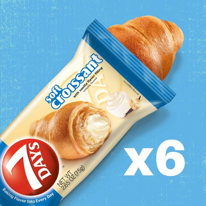 7Days Soft Croissant, Vanilla Croissant, Breakfast Pastry, Individually Wrapped On The Go Snack, Non-GMO, 2.65 Ounce (Pack of 6) - Image 2