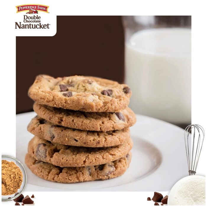 Pepperidge Farm Nantucket Crispy Double Dark Chocolate Chunk Cookies, 7.75 OZ Bag (8 Cookies) - Image 2