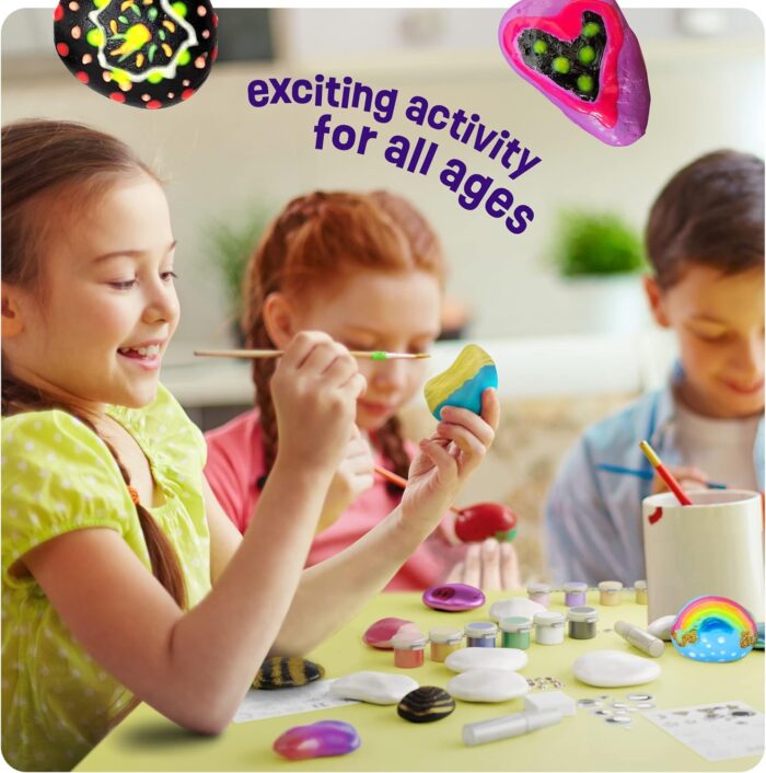 Kids Rock Painting Kit - Glow in The Dark - Arts & Crafts Easter Gifts for Boys and Girls Ages 4-12 - Craft Activities Kits - Creative Art Toys for 4, 5, 6, 7, 8, 9, 10, 11 & 12 Year Old Kids - Image 5