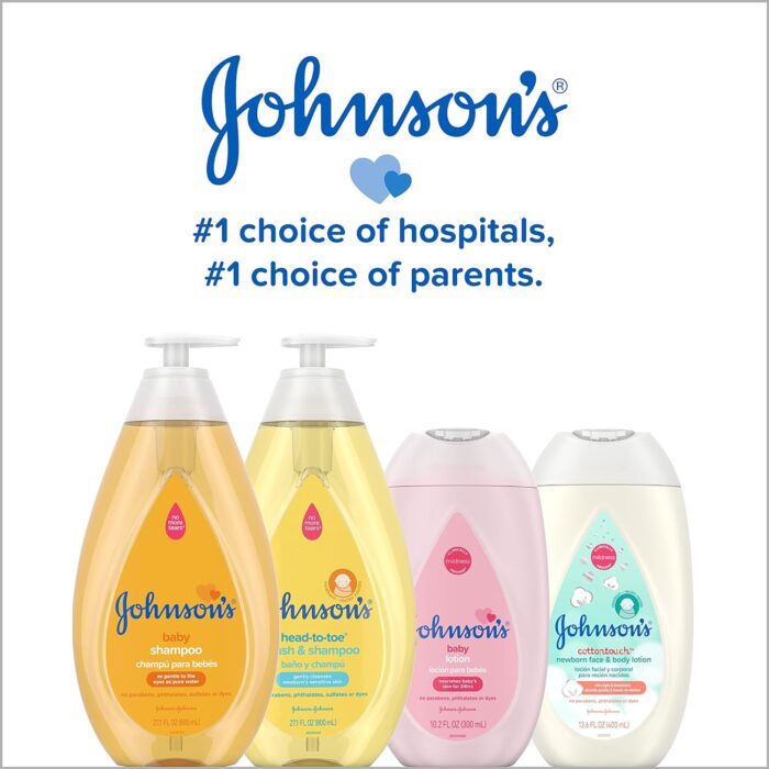 Johnson's Head-to-Toe Gentle Tear-Free Baby & Newborn Wash & Shampoo, Sulfate-, Paraben- Phthalate- & Dye-Free, Hypoallergenic Wash for Sensitive Skin & Hair, 27.1 fl. Oz - Image 8