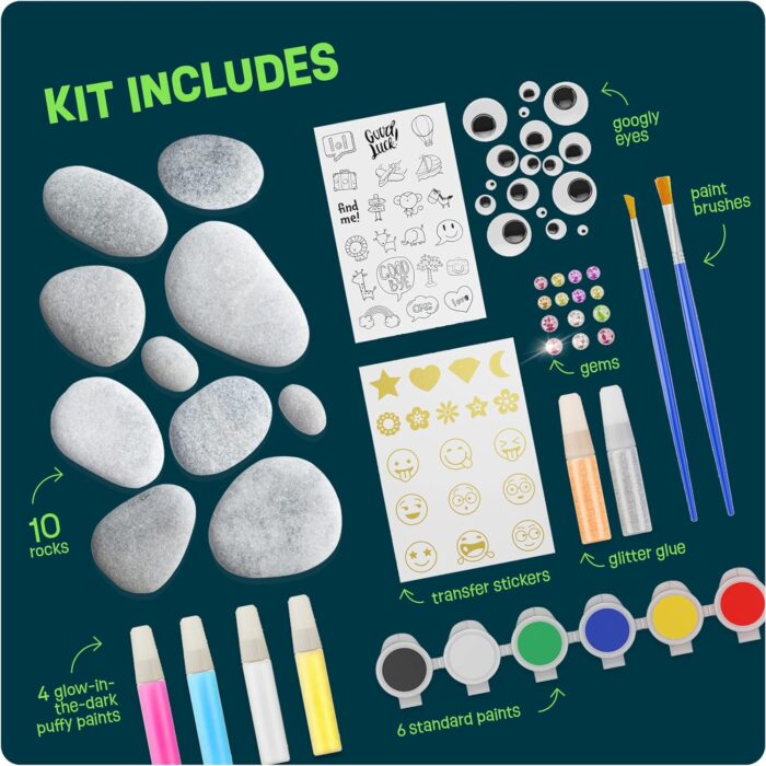 Kids Rock Painting Kit - Glow in The Dark - Arts & Crafts Easter Gifts for Boys and Girls Ages 4-12 - Craft Activities Kits - Creative Art Toys for 4, 5, 6, 7, 8, 9, 10, 11 & 12 Year Old Kids - Image 4