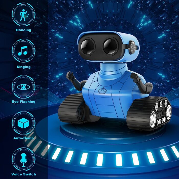 Robot Toys for Boys Girls, Rechargeable Remote Control Emo Robots with Auto-Demonstration, Flexible Head & Arms, Dance Moves, Music, Shining LED Eyes for 5+ Years Old Kids - Image 2