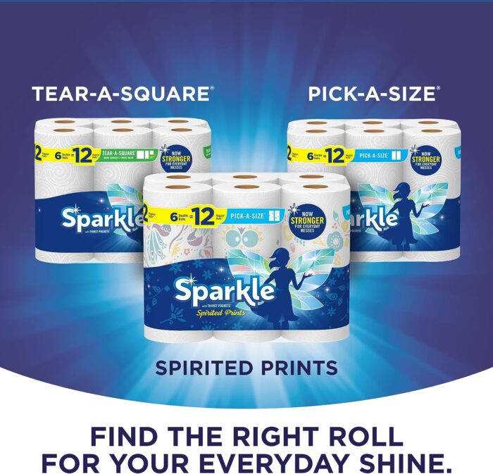 Sparkle Pick-A-Size Paper Towels, Spirited Prints, 6 Double Rolls = 12 Regular Rolls, Strong and Absorbent Paper Towel - Image 5