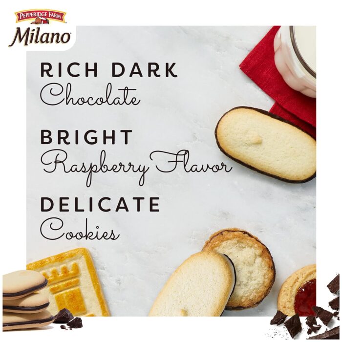 Pepperidge Farm Milano Cookies, Raspberry Chocolate, 7 oz. Bag - Image 2