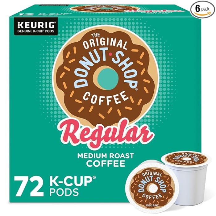 The Original Donut Shop Regular Keurig Single-Serve K-Cup Pods, Medium Roast Coffee, 72 Count (6 Packs of 12)