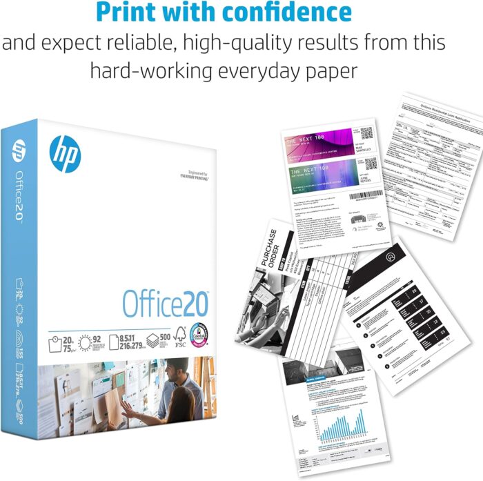 HP Printer Paper | 8.5 x 11 Paper | Office 20 lb | 3 Ream Case - 1500 Sheets | 92 Bright | Made in USA - FSC Certified | 112090C, White - Image 3