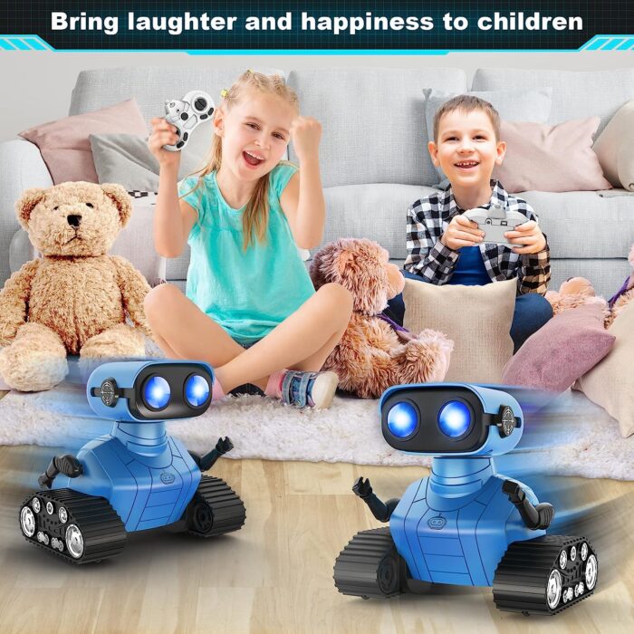 Robot Toys for Boys Girls, Rechargeable Remote Control Emo Robots with Auto-Demonstration, Flexible Head & Arms, Dance Moves, Music, Shining LED Eyes for 5+ Years Old Kids - Image 5