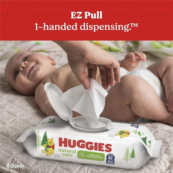 Huggies Natural Care Sensitive Baby Wipes, Unscented, Hypoallergenic, 99% Purified Water, 12 Flip-Top Packs (768 Wipes Total), Packaging May Vary - Image 6