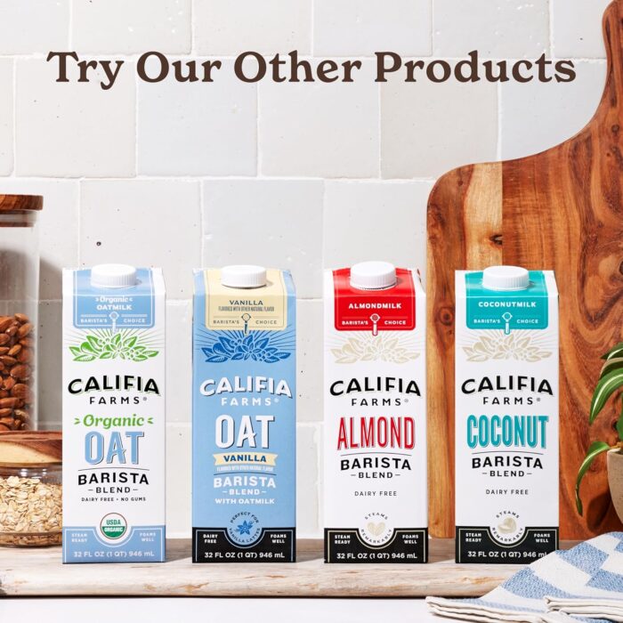 Califia Farms - Oat Barista Blend Oat Milk, 32 Oz (Pack of 6), Shelf Stable, Dairy Free, Plant Based, Vegan, Gluten Free, Non GMO, High Calcium, Milk Frother, Creamer, Oatmilk - Image 4