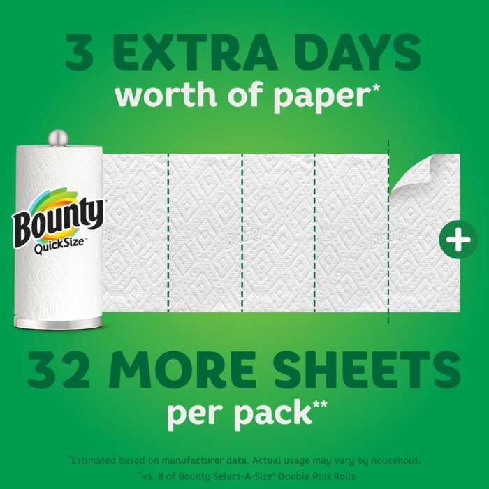 Bounty Quick Size Paper Towels, White, 8 Family Rolls = 20 Regular Rolls - Image 6