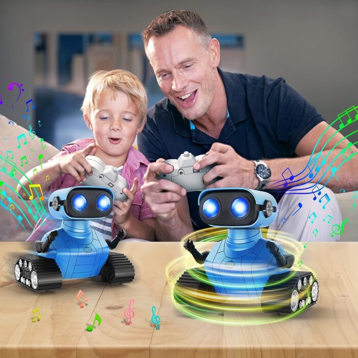 Robot Toys for Boys Girls, Rechargeable Remote Control Emo Robots with Auto-Demonstration, Flexible Head & Arms, Dance Moves, Music, Shining LED Eyes for 5+ Years Old Kids - Image 6