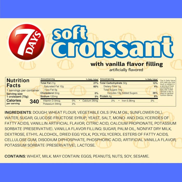 7Days Soft Croissant, Vanilla Croissant, Breakfast Pastry, Individually Wrapped On The Go Snack, Non-GMO, 2.65 Ounce (Pack of 6) - Image 5