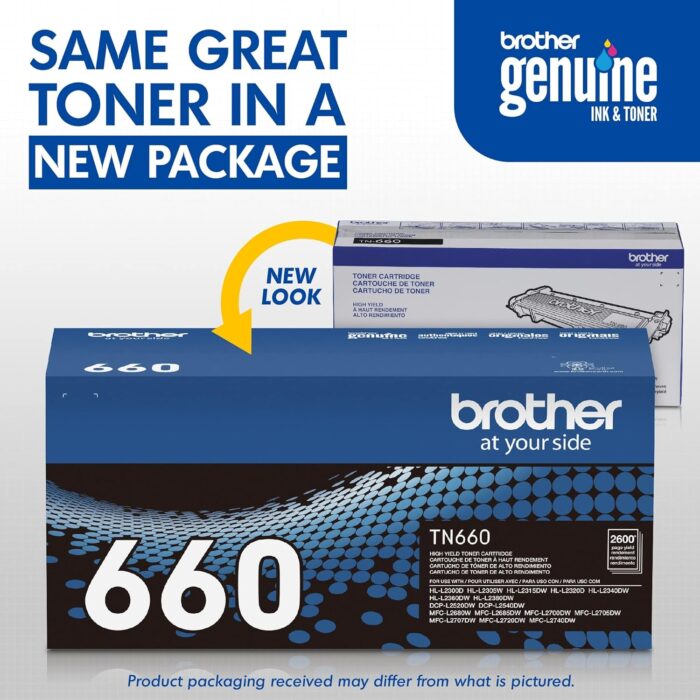 Brother Genuine High Yield Toner Cartridge, TN660, Replacement Black Toner, Page Yield Up to 2,600 Pages, Amazon Dash Replenishment Cartridge - Image 3