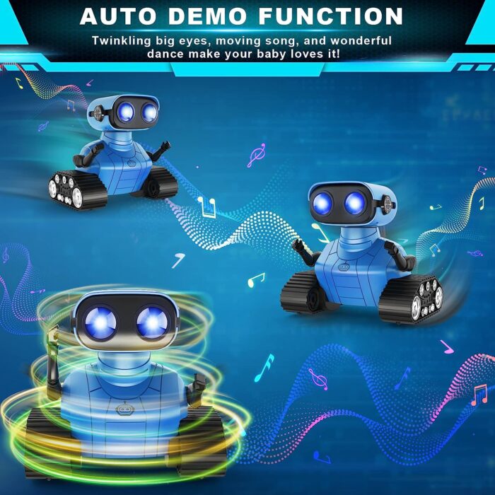 Robot Toys for Boys Girls, Rechargeable Remote Control Emo Robots with Auto-Demonstration, Flexible Head & Arms, Dance Moves, Music, Shining LED Eyes for 5+ Years Old Kids - Image 3