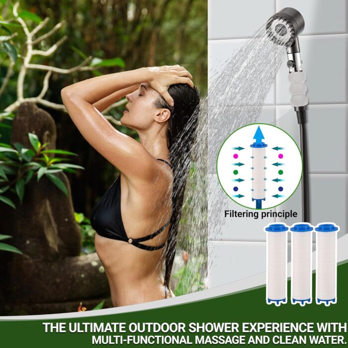 Upgrade Portable Camping Shower, 6000mAh Rechargeable Electric Shower Pump with Intelligent Digital Display Multiple Spray Modes Filtered Shower Head with Handheld for Outdoor Hiking, Travel - Image 6