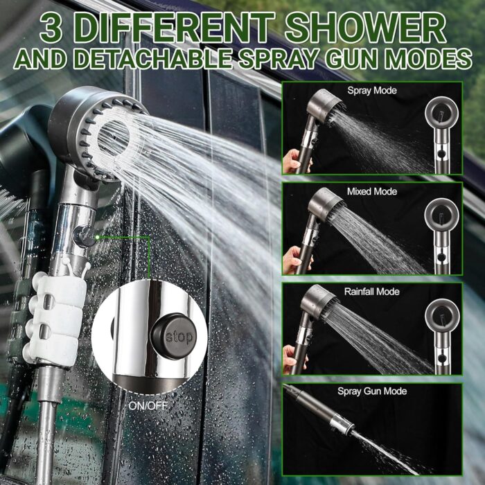 Upgrade Portable Camping Shower, 6000mAh Rechargeable Electric Shower Pump with Intelligent Digital Display Multiple Spray Modes Filtered Shower Head with Handheld for Outdoor Hiking, Travel - Image 5