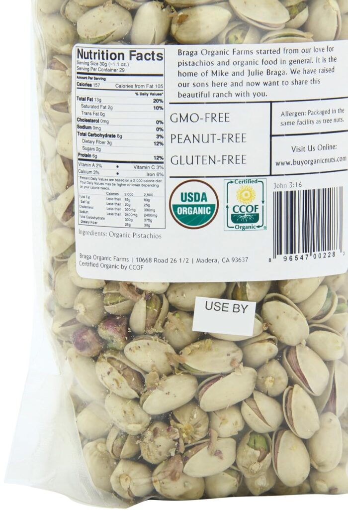 Braga Organic Farms Organic Raw Inshell Pistachios 2 lb. bag - Image 3