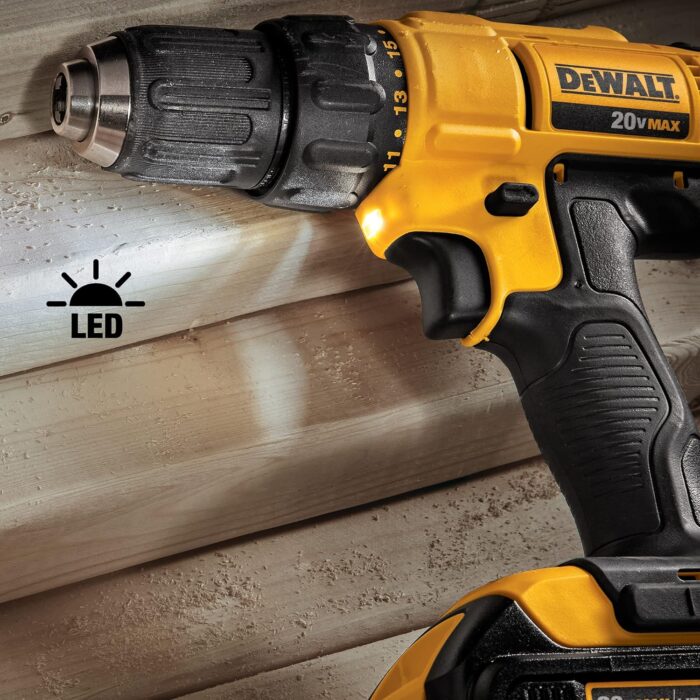 DEWALT - Brush 20V MAX Cordless Drill Combo Kit, 2-Tool (DCK240C2) Yellow/Black Drill Driver/Impact Combo Kit - Image 5