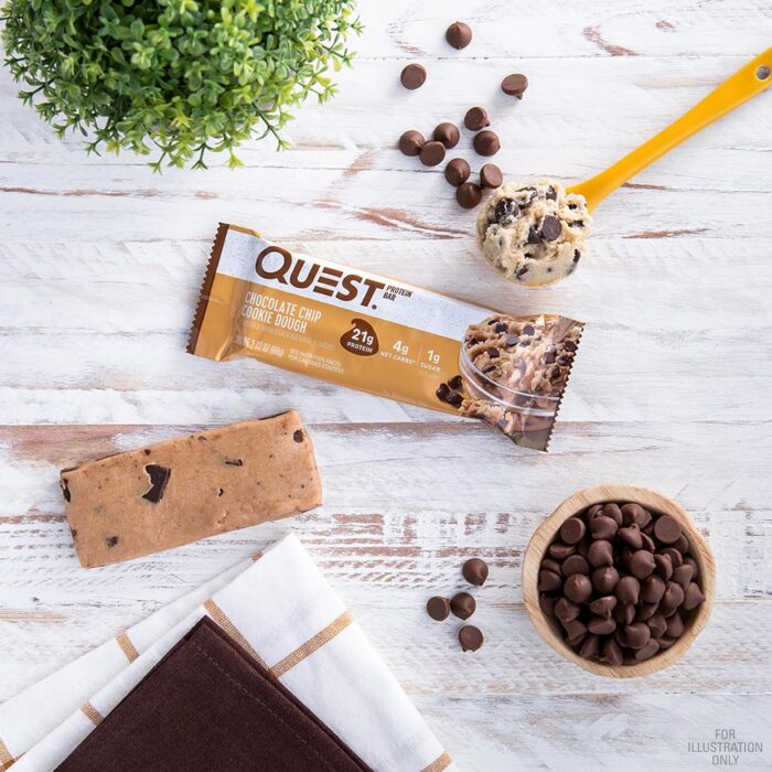 Quest Nutrition Chocolate Chip Cookie Dough Protein Bars, High Protein, Low Carb, Gluten Free, Keto Friendly, 12 Count - Image 4