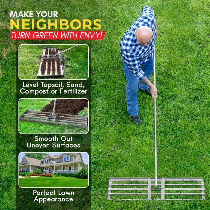 Superior Lawn Leveling Rake 36''x10'' - High Grade Levelawn Tool for Unparalleled Heavy Duty Lawn Care - Reliable, Robust Lawn Leveling Tool for The Creation of Impeccable Lawns - Image 2