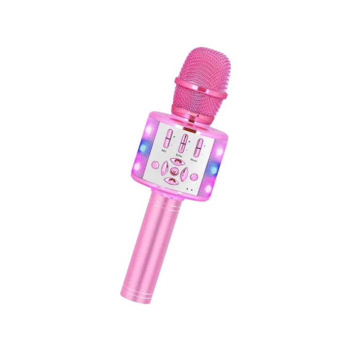 Amazmic Toys for Girls, Kids Karaoke Microphone Toddler Microphone for Kids with Lights, Birthday Gift for Girls, Boys Toy Age 3 4 5 6 7 8+(Light Pink)