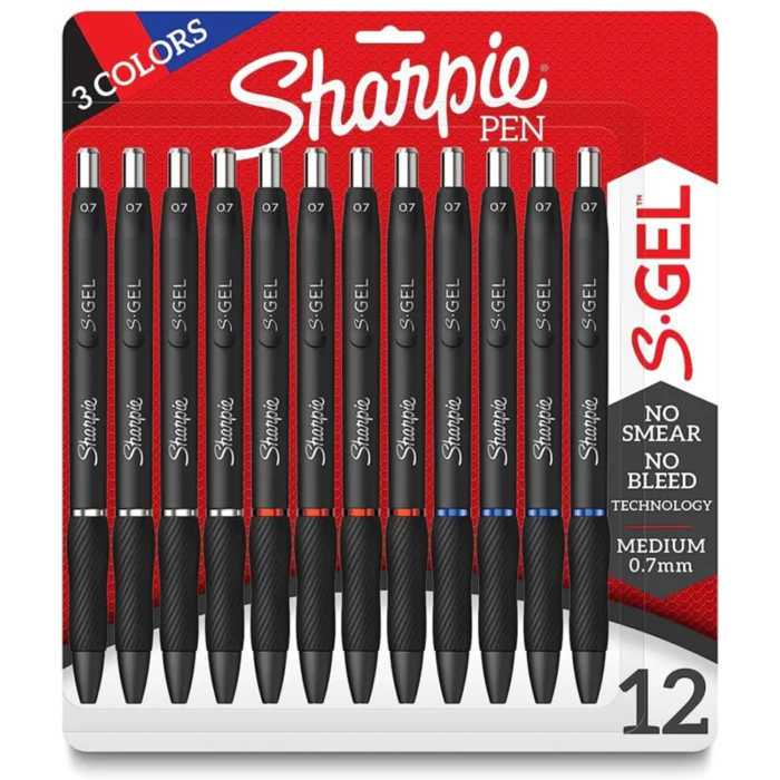 SHARPIE S-Gel, Gel Pens, Medium Point (0.7mm), Assorted Colors, 12 Count