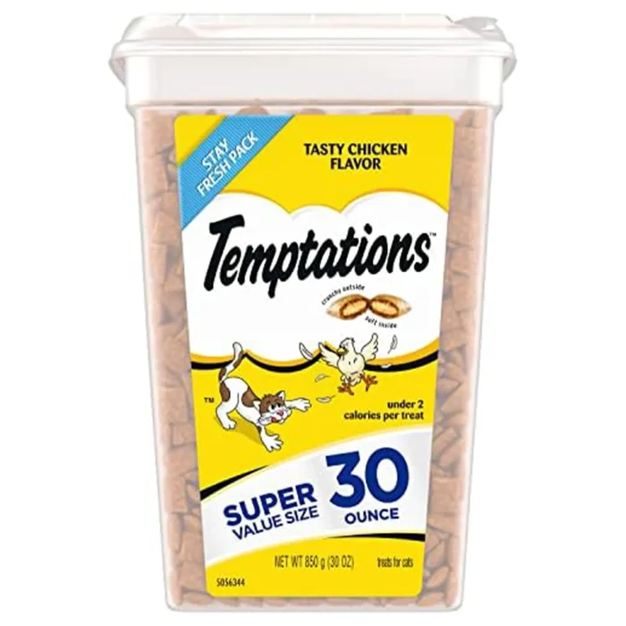 TEMPTATIONS Classic Crunchy and Soft Cat Treats Tasty Chicken Flavor, 30 oz. Tub  Pet Supplies