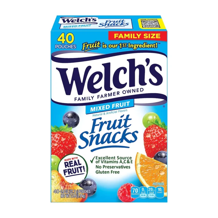 Welch's Fruit Snacks, Mixed Fruit, Perfect Easter Basket Stuffers, Gluten Free, Bulk Pack, Individual Single Serve Bags, 0.8 oz (Pack of 40)